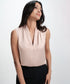 Glitter Detailed Vneck With Shoulder Pleated Top